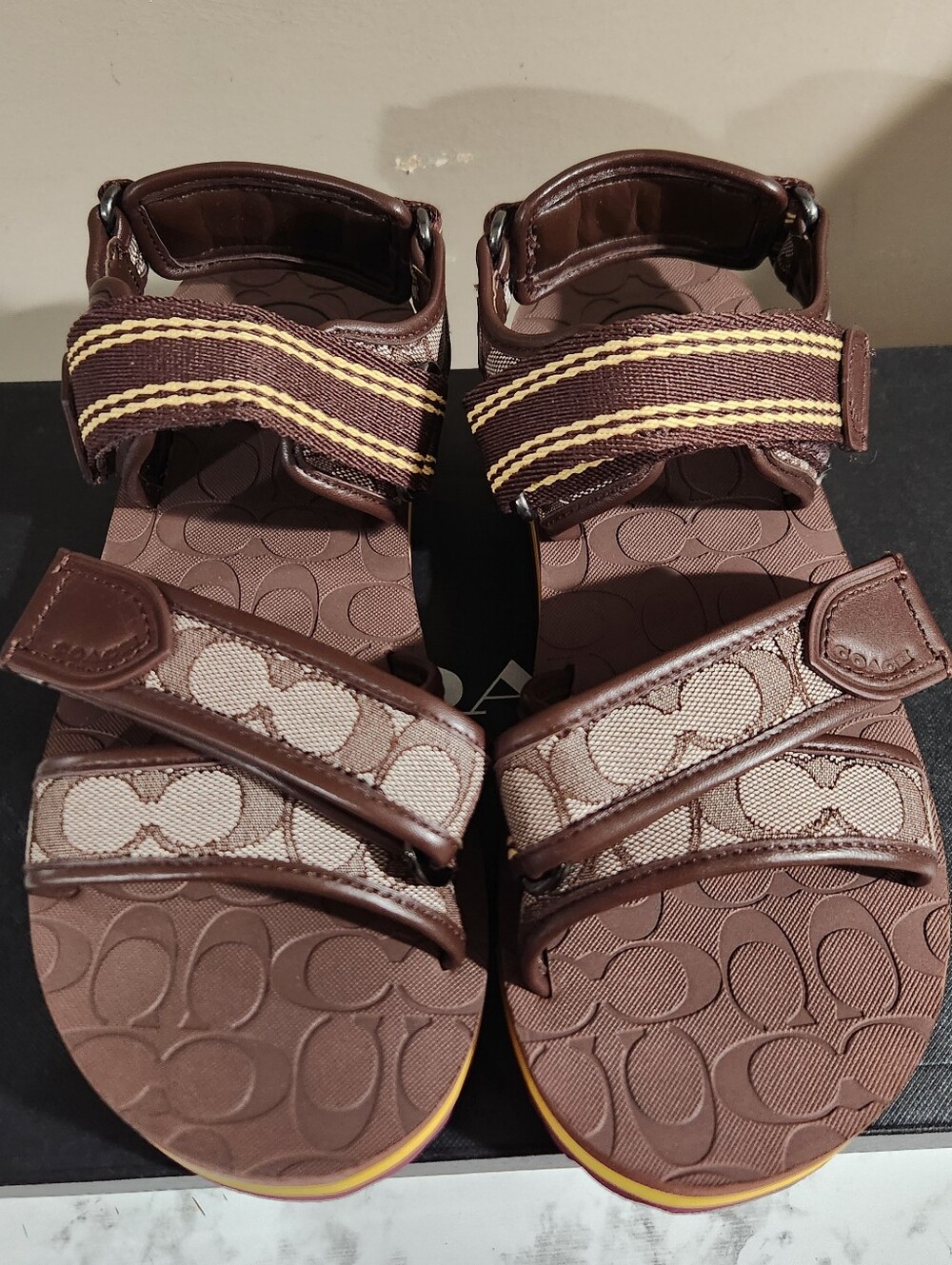 NIB Coach Men's Limited Edition Slides Logo - Multicolor Signature Jacquard